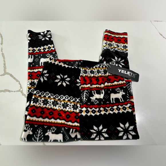 Girls Velour Leggings Christmas Holiday Size Large - Picture 3 of 7